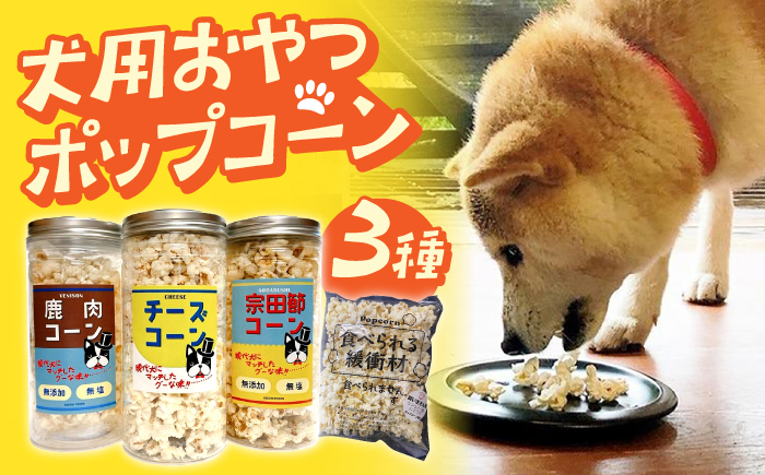 
愛犬家のご自宅用にも・プレゼント用にもぴったり！「犬用おやつポップコーン」3種セット
