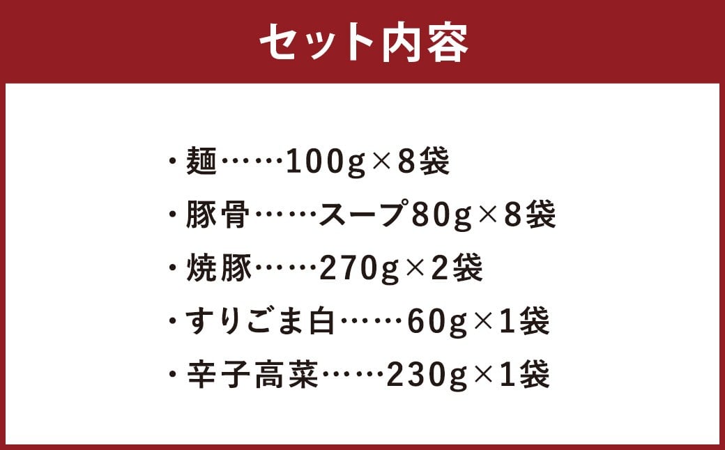 筑豊ラーメン 焼豚高菜生ラーメンＷチャーシュー8食セット