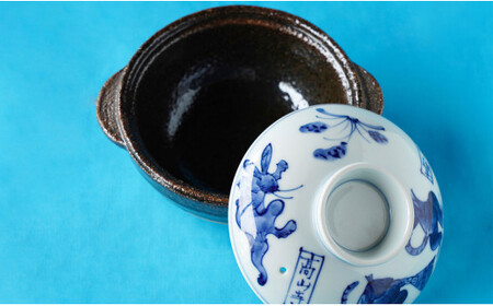 有田焼 小鍋だてセット (鳥獣戯画) 【神田陶器店】器 うつわ 調理器具 鍋 土鍋 小鍋 小鍋立て コンロ 鍋セット 一人鍋 A35-667