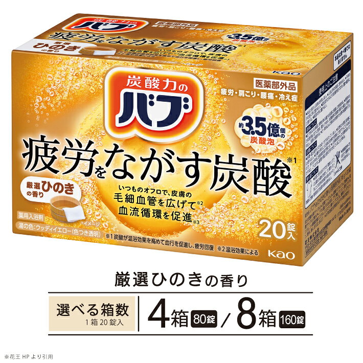 【ふるさと納税】花王 バブ 厳選ひのきの香り 20錠入 選べる箱数 入浴剤 おふろ お風呂 リラックス 癒し 医薬部外品 薬用 薬用入浴剤 東北 山形県 酒田市 単品