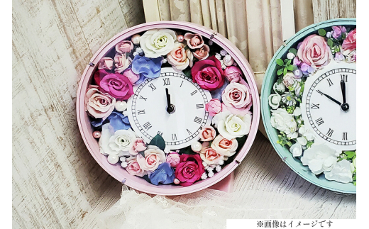 フラワーアレンジメント 薔薇の花時計 ピンク [La.Rose Fleur 山形県 高畠町 tk06ayt140012] 時計 バラ 薔薇 花 はな 造花 フラワー アレンジメント インテリア 飾付 置き型 壁掛け ハンドメイド