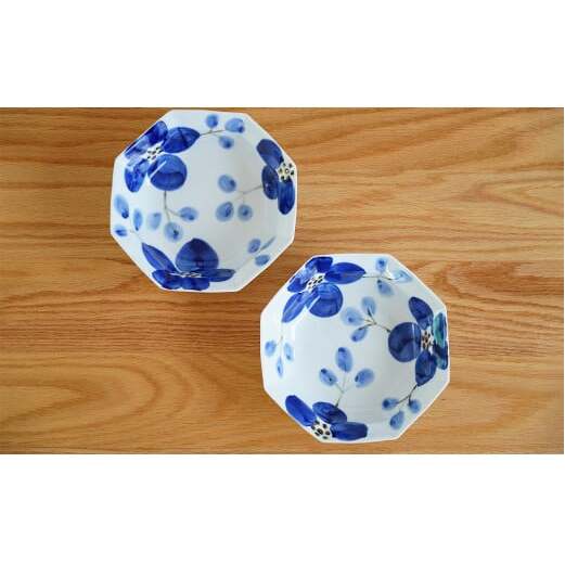 皓洋窯 食卓を楽しむ リム八角鉢Mサイズ2個セット 取り鉢 取皿 小鉢 ペア 2枚 皿 食器 うつわ 器 ギフト 贈り物 A20-259_イメージ2