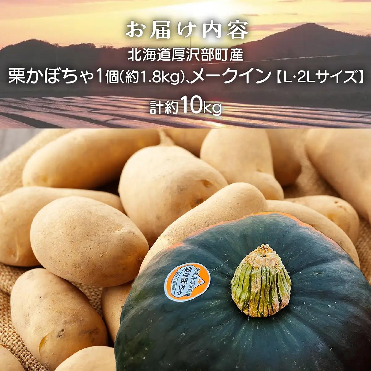 【2026年9月下旬より発送】栗かぼちゃ1個・メークインのセット 約10kg【L・2Lサイズ】 ASO040