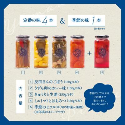 ふるさと納税 江津市 【やまあいピクルス】素材を生かした手作りピクルス 定番4本+季節1本(おまかせ) |  | 03