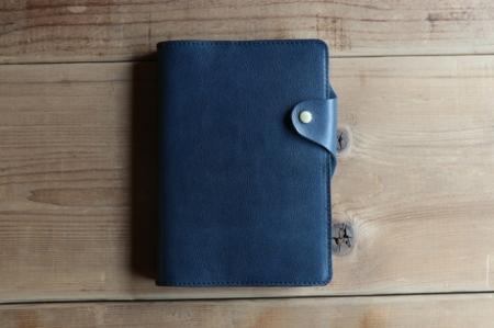 レザー手帳カバー（cousin A5）【ネイビー】イタリアンレザーカバー
