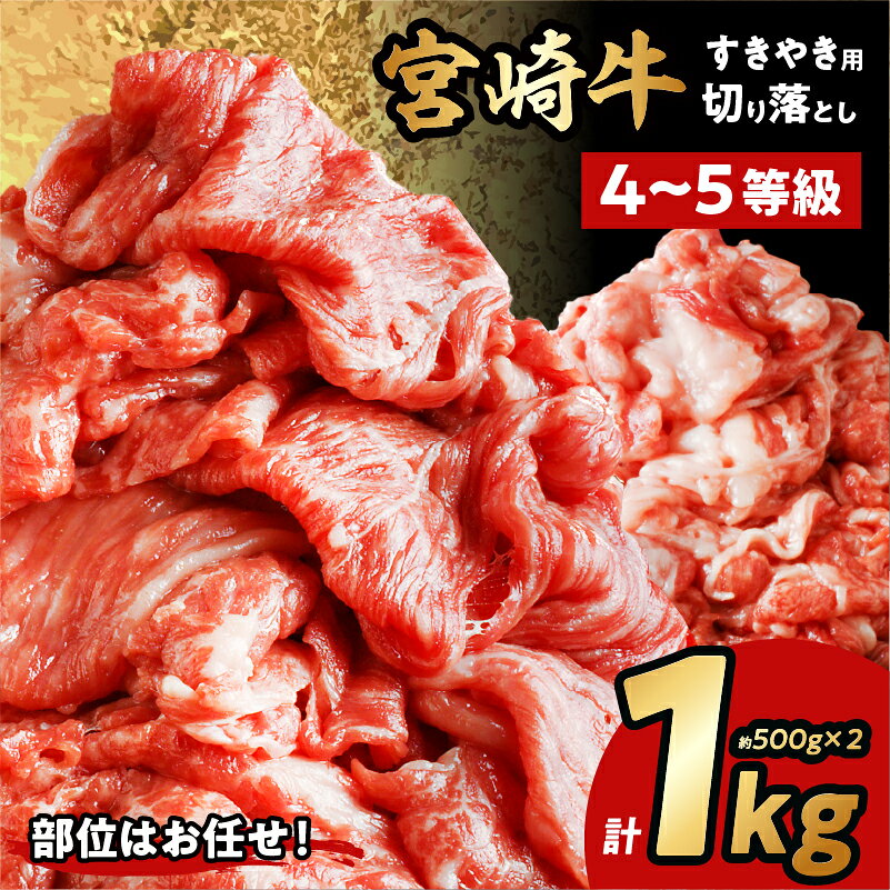 【ふるさと納税】宮崎牛切り落とし すき焼き用 1kg(約500g×2) 牛肉 宮崎牛 すきやき すき焼き用 肉 にく おにく 国産牛 和牛 ブランド牛 切り落とし スライス 冷凍 小分け グルメ お取り寄せ お取り寄せグルメ 贈答 贈り物 お祝い 内祝い 誕生日 宮崎県 宮崎市