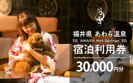 あわら温泉 宿泊利用券 30,000円分 ／ 宿泊券 利用券 旅館 ホテル チケット ペア 観光 旅行 愛犬 ペット可 ドッグラン [aw013-j010]
