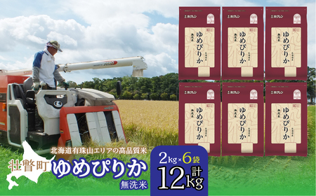 【令和6年産 新米】（無洗米12kg）ホクレンゆめぴりか（無洗米2kg×6袋） 【 ふるさと納税 人気 おすすめ ランキング 北海道産 壮瞥 無洗米 米 白米 ゆめぴりか 甘い おにぎり おむすび こめ 贈り物 贈物 贈答 ギフト 大容量 詰合せ セット 北海道 壮瞥町 送料無料 】 SBTD056