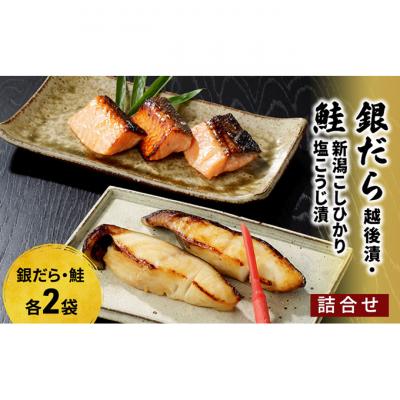 ふるさと納税 新潟市 銀だら越後漬・鮭新潟こしひかり塩こうじ漬詰合せ(銀ダラ×2、鮭×2)[54070056]
