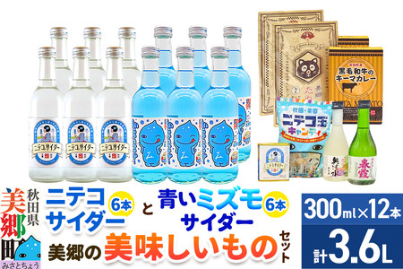 炭酸飲料 ニテコサイダー6本・青いミズモサイダー6本と美郷の美味しいものセット