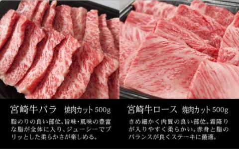 ＜宮崎牛＞焼肉セット1kg（バラ＆ロース）※90日以内出荷