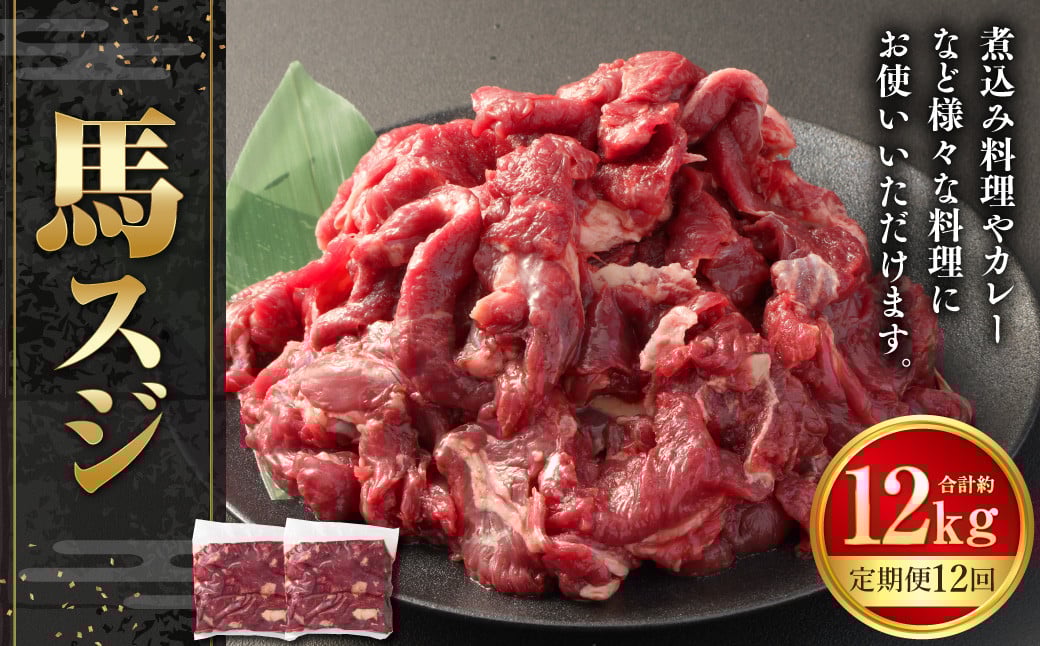 
            【12ヶ月定期便】馬スジ 約1kg 計約12kg 馬スジ 馬すじ 馬肉 馬 肉 すじ肉 煮込み 定期便 熊本県 西原村 冷凍
          