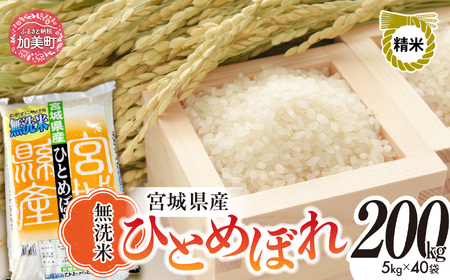 令和7年産 無洗米ひとめぼれ200kg(5kg×40袋) 