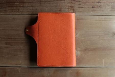 レザー手帳カバー（cousin A5）【オレンジ】イタリアンレザーカバー　