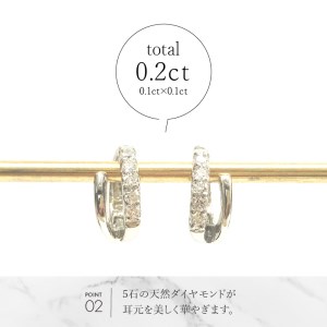 Pt950ダイヤ×地金ツインイヤリング