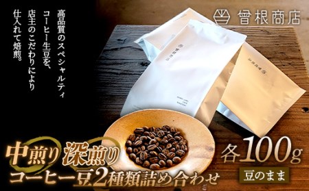 中煎りと深煎りのコーヒー豆 2種類 詰め合わせ（各100g） ブレンド シングルオリジン オフィス アウトドア キャンプ おうち時間 群馬県 渋川市 F4H-0124