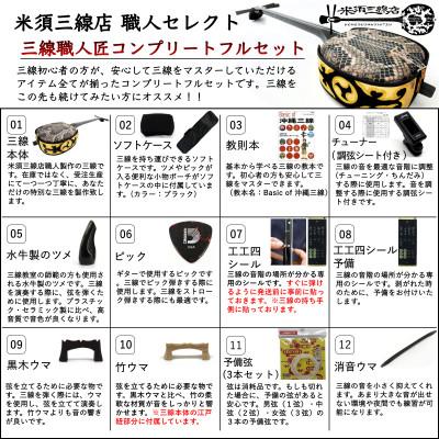 ふるさと納税 北中城村 【米須三線店】沖縄三線 本蛇皮一枚張り コンプリートセット |  | 01