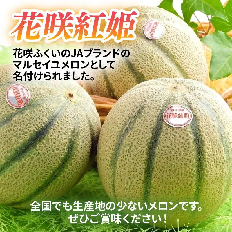 【先行予約】マルセイユメロン 2玉入 4Lサイズ ／ メロン フルーツ 果物 赤肉 花咲紅姫 贈答用 プレゼント 贈り物 国産 期間限定 産地直送 人気 ※2027年6月中旬より順次発送 [aw003