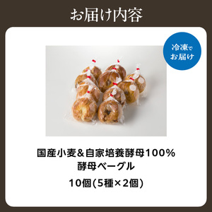 酵母ベーグル5種×2個 10個セット ベーグル ベーグル ベーグル ベーグル 国産小麦＆自家培養酵母100％  酵母 065-10