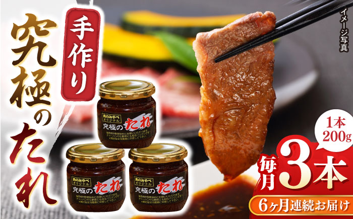 【全6回定期便】自家製 究極のたれ 200g×3本セット 【肉のみやべ】 [YAC026]