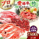 【ふるさと納税】【全12回定期便】牛肉「愛姫牛」店主におまかせ旬セット【竹】800g（4人前） | 人気 おすすめ ランキング おいしい 大洲市/有限会社 木村屋精肉店[AGCC061] 400000 40万円 以下