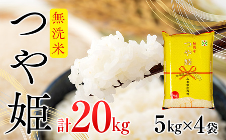 庄内町産つや姫 無洗米20kg 5kg×4袋 令和7年産 2025年産 ブランド米 コシヒカリの原点、亀の尾発祥の地 庄内