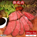 【ふるさと納税】＜熟成肉 はなが牛ローストビーフ 200g×3個＞ 牛肉 国産 タレ付き 赤身 パーティー ディナー おつまみ おかず 加工品 特産品 小分け ゆうぼく 愛媛県 西予市 【冷凍】『2か月以内に順次出荷』