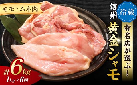 【6回定期便 】朝びき！信州黄金シャモモモ・ムネ肉セット
