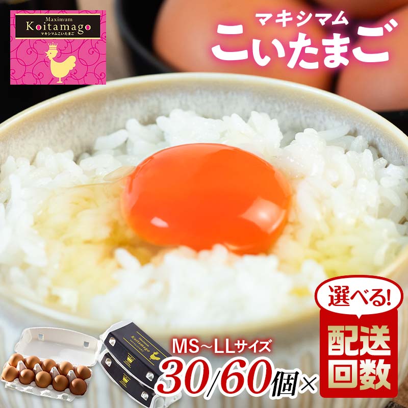 【ふるさと納税】TVで話題沸騰！《容量・お届け回数が選べる！》30個 or 60個 とにかく黄身が濃いたまご「マキシマムこいたまご」 伊達市 福島県 国産 MS～LLサイズ 卵 たまご 玉子 生卵 鶏卵 F21C-180var