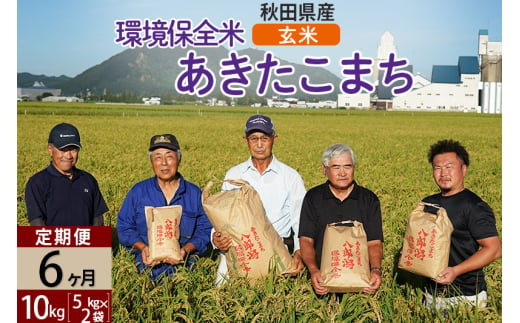 【玄米】《定期便6ヶ月》令和6年産 秋田県産 あきたこまち 環境保全米 10kg (5kg×2袋)×6回 計60kg