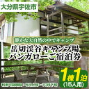 【ふるさと納税】岳切渓谷キャンプ場 ご宿泊券(バンガロー15人用・1棟1泊)アウトドア 体験 キャンプ チケット 旅行 宿泊【104800400】【宇佐市役所院内支所産業建設課】