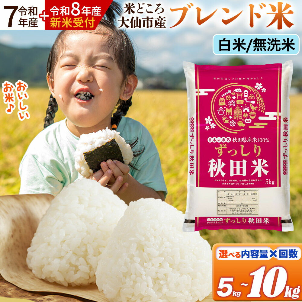 【ふるさと納税】米 精米 米どころ秋田県大仙市産 ブレンド米 5kg～10kg【選べる R7年産／R8年産 新米予約×白米・無洗米×容量×お届け回数】