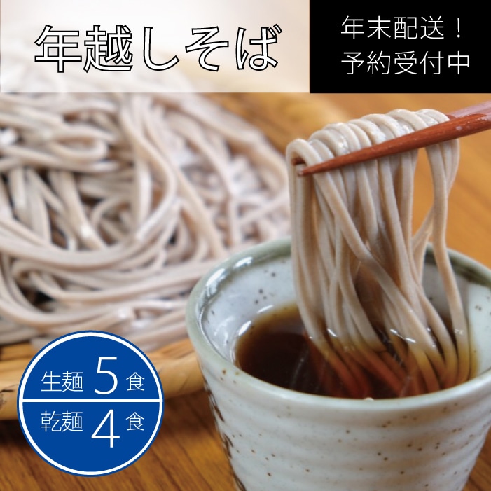 １２月２８日に製麺所から直送！年越し生そばセット（生そば130g×5、乾麺200g×2袋、だしつゆ×9、おまけ薬味×1）