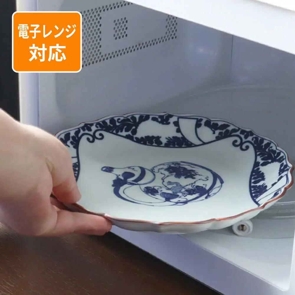 【波佐見焼】古伊万里文様 ひさご唐草 桔梗渕 8寸皿 1点【西日本陶器】[AC280]