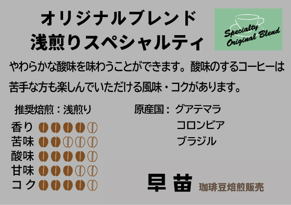 【早苗】焙煎珈琲豆（さわやかな酸味を楽しむセット　3種×各100g）豆