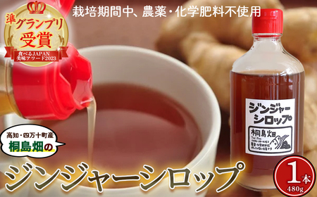 【桐島畑】ジンジャーシロップ 1本（480g） 栽培期間農薬 化学肥料不使用 生姜 Fkh-A08／ 生姜 しょうが 生姜シロップ ジンジャー 無農薬