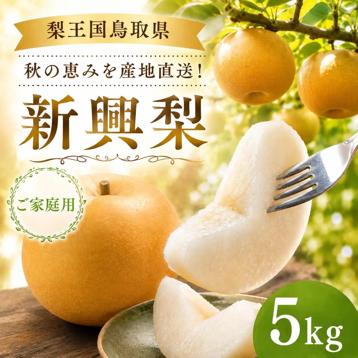 Y1077 新興梨（家庭用）5kg【冬支度前の旬な贈り物】鳥取県 八頭町