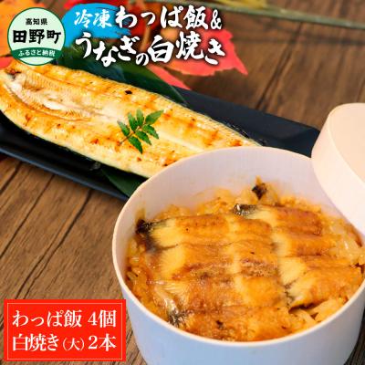 ふるさと納税 田野町 ★四国一小さなまち★田野町産うなぎのわっぱ飯 4個+田野町産うなぎの白焼き(大)2尾セット〜冷凍〜