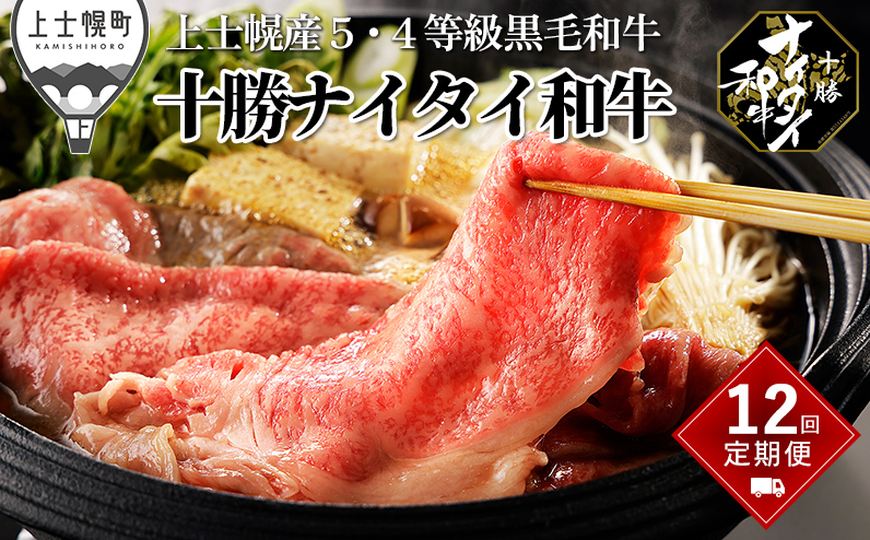 十勝ナイタイ和牛 定期便 12回 1年満喫 12ヵ月コース 北海道産 牛 肉 牛肉 和牛 5・4等級 黒毛和牛 オレイン酸含有率55%以上 サーロイン ヒレ 焼肉 すき焼き ハンバーグ 冷凍