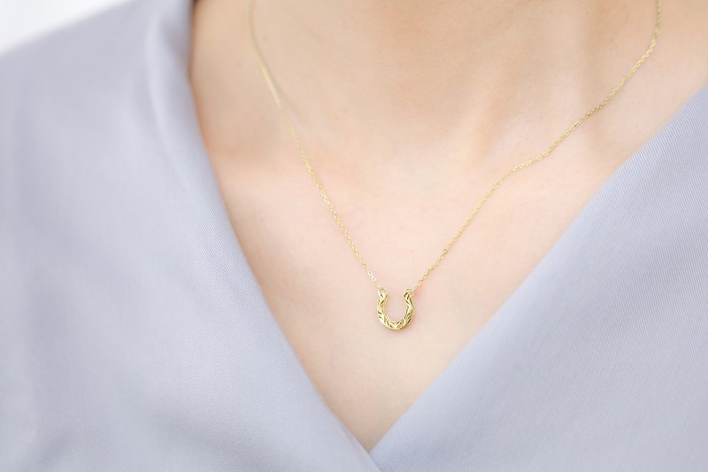 【K18】リバーシブル馬蹄ネックレス/ K18LP0003