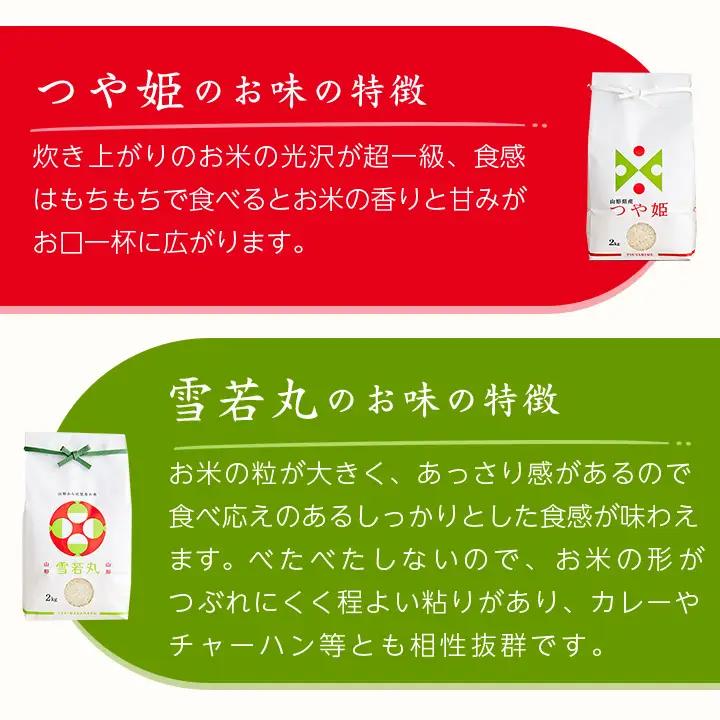 令和7年産　山形県産　つや姫・雪若丸　計4kg_米 こめ 白米 精米 精白米 特別栽培米 つや姫 雪若丸 山形県 ブランド米 産地直送 人気 おすすめ 贈答 ギフト プレゼント 送料無料 お取り寄せ 