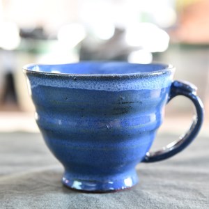 幸せいっぱいの摩周ブルーコーヒーカップ 1個 食器 工芸品 民芸品 陶芸 川湯温泉 北海道 マグカップ 民芸品 工芸品 コーヒーカップ 36