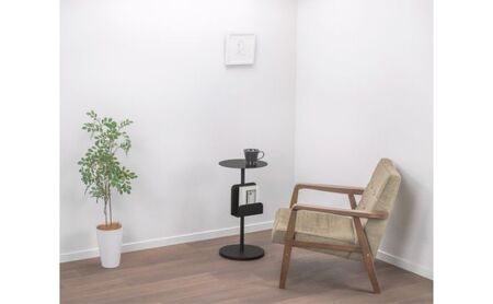 【＆FREL】BCサイドテーブル ブックシェルフ付き 直径32cm 高さ62cm ホワイト