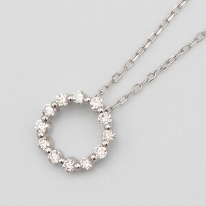 PT900/PT850　0.15ctダイヤモンド　サークルペンダントネックレス　FHH-019916