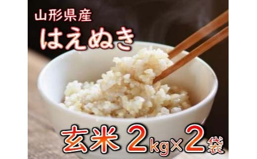 はえぬき 玄米 4kg（2kg×2袋） 【令和6年産】 2024年12月発送 山形県産 米 コメ こめ F3S-2257