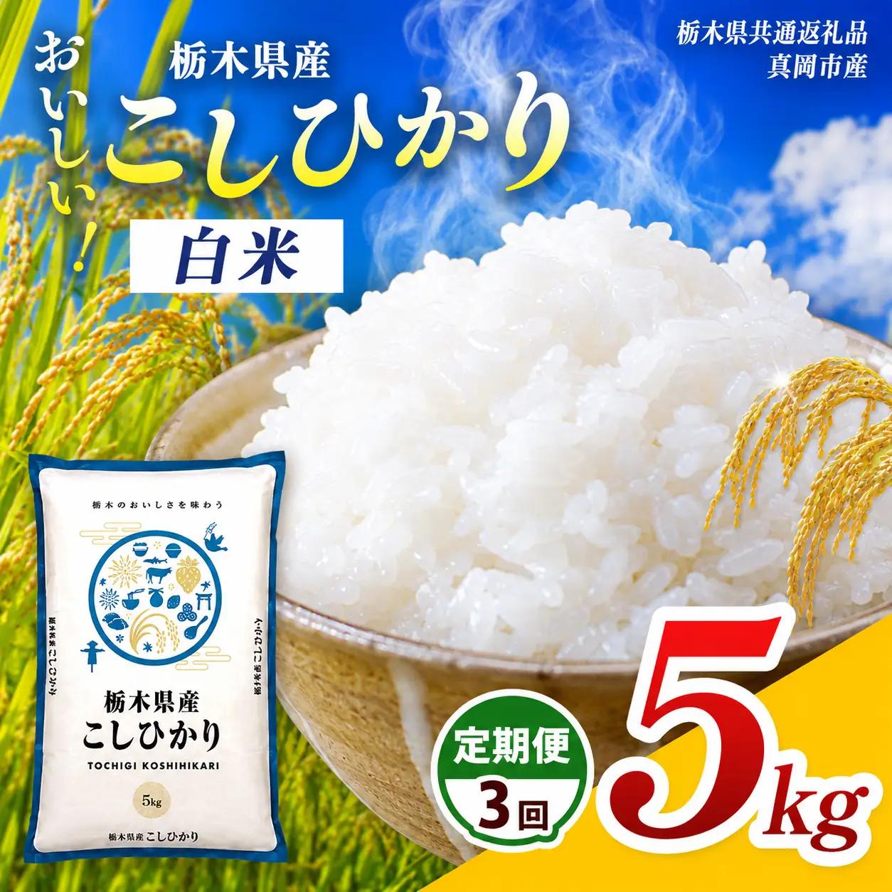 【先行予約】【令和8年度産】定期3回 栃木県産 コシヒカリ 5kg |栃木県 那珂川町 栃木県共通返礼品