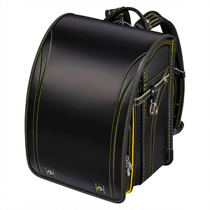 【クロ×イエローステッチ＊背クロ】フィットちゃんランドセル　グッドボーイ安ピカッ楽ッション