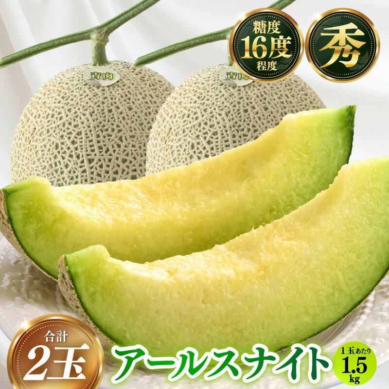 【ふるさと納税】【先行予約】糖度16度以上保証！高級マスクメロン 秀品 2玉（1.5kg以上×2玉）《1株1果採りで育てる高級メロン！》【アールス系青肉メロン】／ 果物 フルーツ 農家直送 青肉 アールスメロン ギフト 贈答用 ※2025年7月上旬より順次発送予定