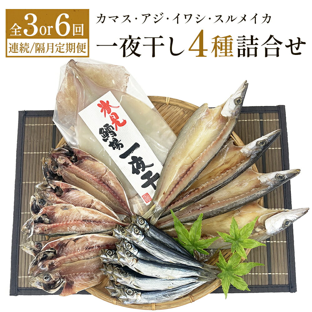 【ふるさと納税】【連続or隔月 3 or 6 回】一夜干し4種詰合せ定期便《カマス・アジ・イワシ・スルメイカ》