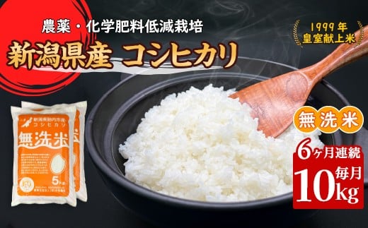 16-M106【6ヶ月連続お届け】新潟県胎内市産コシヒカリ【無洗米】10kg（5kg×2袋）